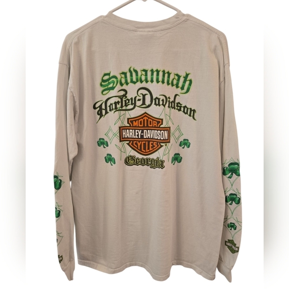 HARLEY-DAVIDSON SAVANNAH, GEORGIA ST. PATRICK'S DAY LONG SLEEVE TEE. SIZE LARGE. - Picture 2 of 7